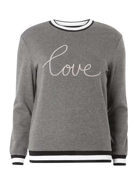 Grey 'Love' embroidered sweater